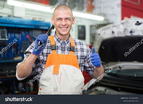 Portrait Professional Man Car Mechanician Standing Stock Photo ...