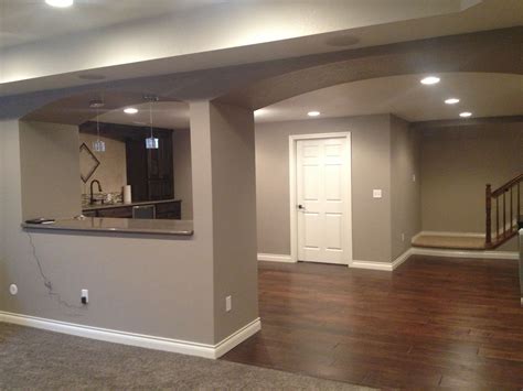 Finished basement Sherwin Williams Mega Griege | Basement wall colors ...