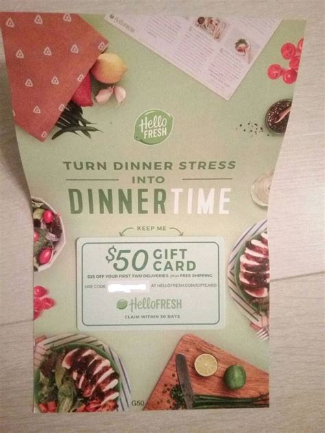 $50 HelloFresh Gift Card - $25 Off Of You First Two (2) Boxes E-MAIL ...