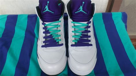 Jordan 5 Grapes Lacing Tutorial - double laces, V-pattern and Criss ...