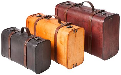 Vintiquewise QI003068.3 3-Colored Vintage Style Luggage Suitcase/Trunk ...