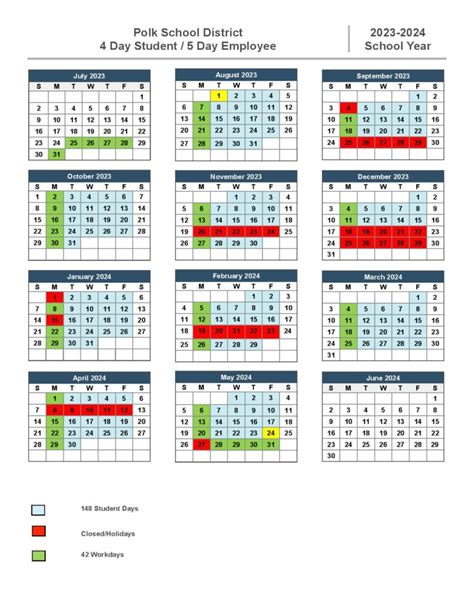 Polk County Schools Calendar 2024-2025 in PDF