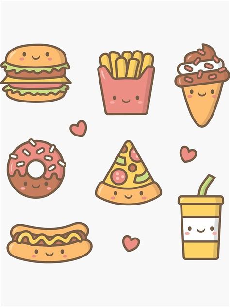 Kawaii Love Junk Food Doodles Sticker by rustydoodle | Nhật ký nghệ ...