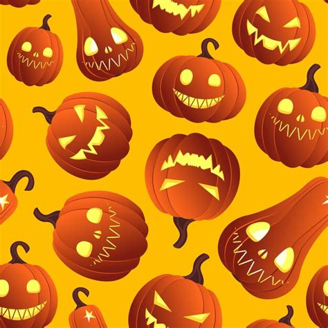 Premium Vector | Seamless background for halloween different pumpkins ...