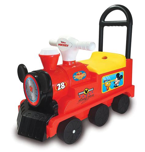 Kiddieland Disney Mickey Lights N' Sounds Activity Train 4-in-1 Ride-O ...