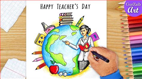 How to draw Teachers day drawing || art for greeting card || easy ...