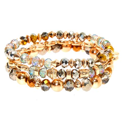 Gold Bead Stretch Bracelets - 3 Pack | Claire's US