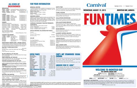 Carnival Cruise Activities Schedule 2024 - Ilysa Leanora