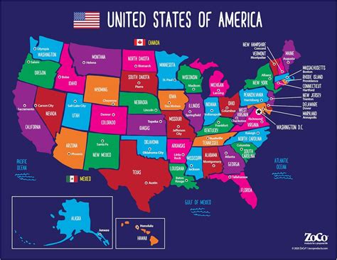 Map of USA States and Capitals Poster - Laminated, 17 x 22 inches ...