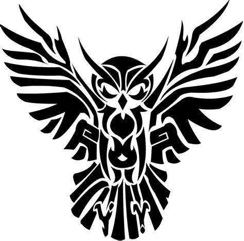 Black Tribal Flying Owl Tattoo Design | Tribal owl tattoos, Tribal ...