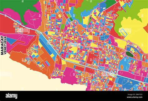 Colorful vector map of Maracay, Venezuela. Art Map template for ...