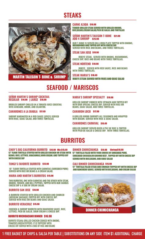 Our Menu - Maria's Mexican Restaurant