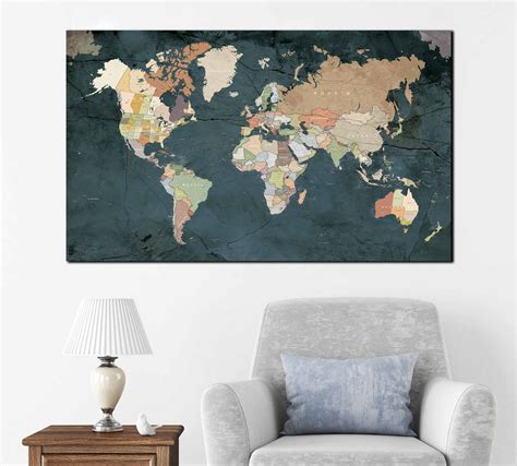 Highly Detailed World Map Art World Map Wall Art World Map - Etsy Canada