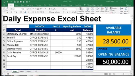 How To Create Daily Expense Sheet In Excel - Printable Online