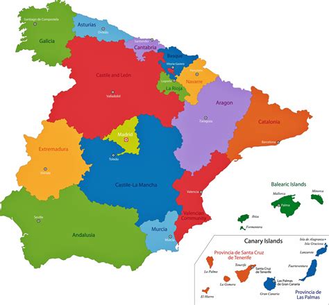 Spain Map of Regions and Provinces - OrangeSmile.com