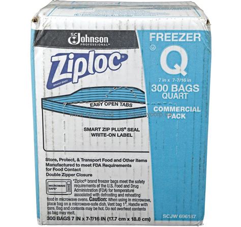 Ziploc Freezer Quart Storage Bags Double Zipper 300PCS