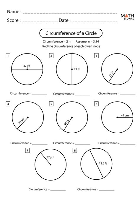 Circumference And Area Of Circle Worksheet