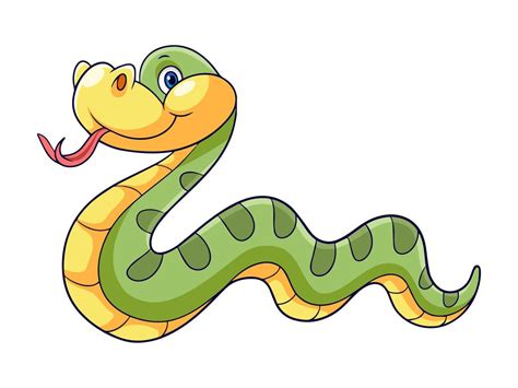 Cute green anaconda snake cartoon on white background 13076927 Vector ...