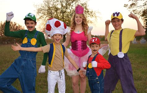 Luigi, Toad, Princess Peach, Mario, Wario costumes. Easy to add ...