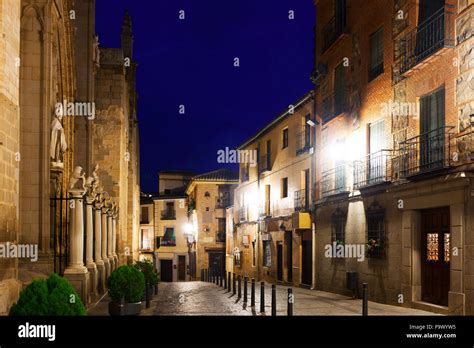 night view of old street. Toledo, Spain Stock Photo - Alamy