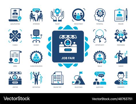 Job fair solid icon set Royalty Free Vector Image