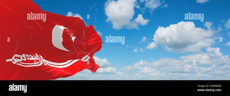 flag of Aceh Sultanate, asia at cloudy sky background, panoramic view ...