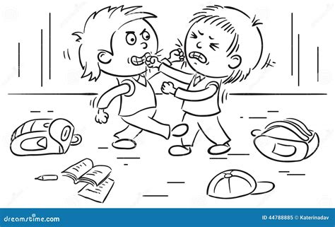 Children Fighting Clipart Black And White