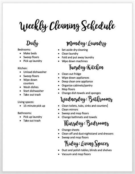 Cleaning Schedule - Etsy