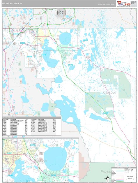 Osceola County, FL Wall Map Premium Style by MarketMAPS - MapSales