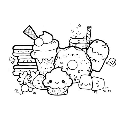 22+ Kawaii Food Coloring Pages Printable | Free Wallpaper