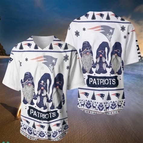 New England Patriots NFL Gnomes Christmas Baseball Jersey Shirt