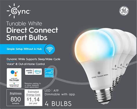 Best Buy: GE Cync Smart Direct Connect Light Bulbs (4 A19 Smart LED ...