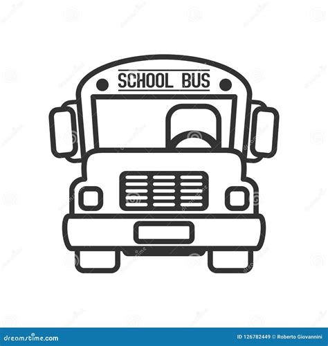 School Bus Outline Flat Icon on White Stock Vector - Illustration of ...