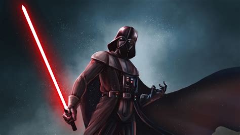 Darth Vader Lightsaber Sith In Starry Sky Background Star Wars 4K HD ...