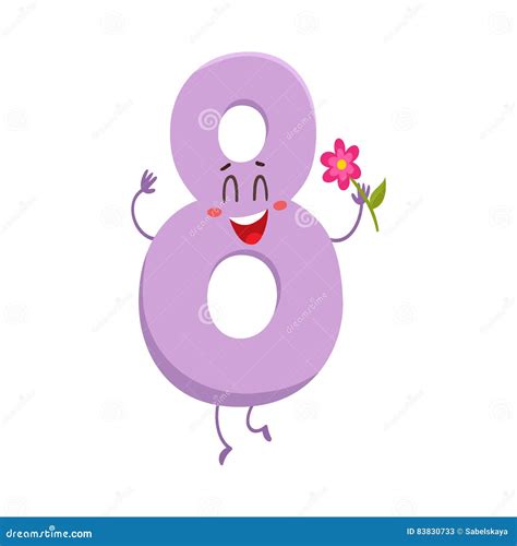 Cute and Funny Colorful 8 Number Characters, Birthday Greetings Stock ...