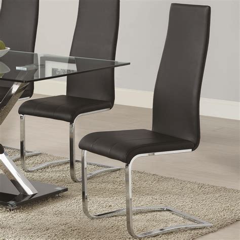 Coaster Modern Dining 100515BLK Black Faux Leather Dining Chair with ...