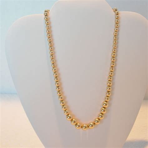 Vintage 12K Gold Plated Bead Necklace from dorothysbling on Ruby Lane