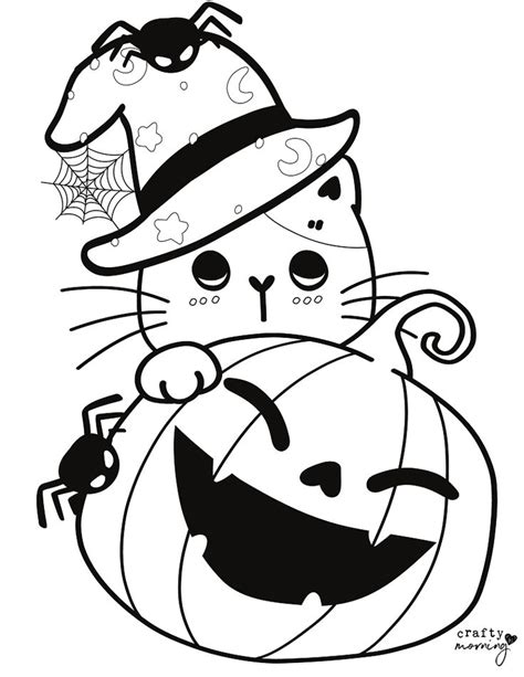 a black and white drawing of a cat with a pumpkin