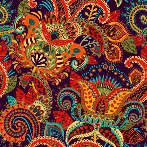 Colorful seamless Paisley pattern. Decorative indian ornament. Floral ...