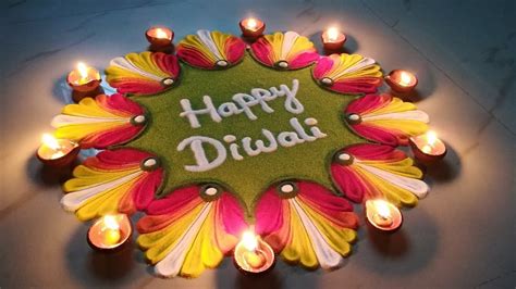 Very easy, multicolored HAPPY DIWALI Festival Kolam | HAPPY DIWALI ...