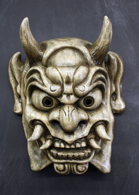 Oni Mask Japanese Ogre Antique White Finish