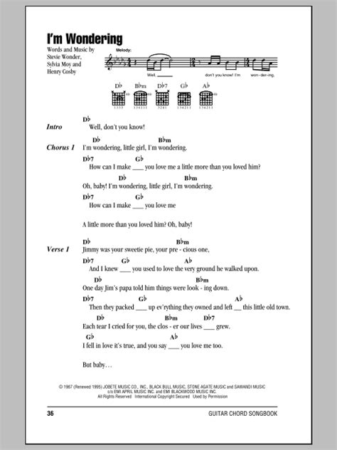 I'm Wondering by Stevie Wonder - Guitar Chords/Lyrics - Guitar Instructor