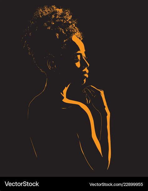 Black african woman portrait silhouette in Vector Image