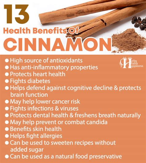 13 Health Benefits Of Cinnamon - Herbs Health & Happiness