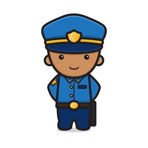 Lindo personaje de policía con uniforme de dibujos animados vector ...