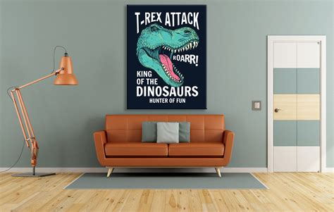 Dinosaur Print T-Rex Dinosaur Poster Dino Canvas Print | Etsy