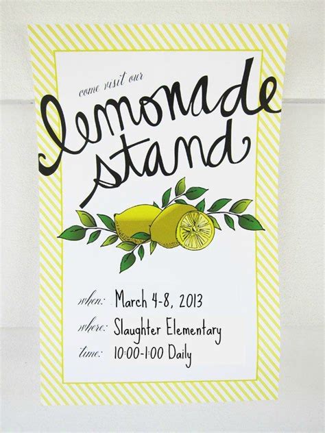 lemonade invitation // logo ideas | Lemonade stand, Kids lemonade ...