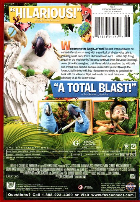 “RIO 2” DVD: A Twentieth Century Fox & Blue Sky Studio. Animation ...