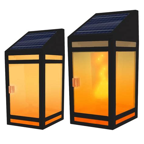 TECHKO Black Solar LED Outdoor Wall Lantern Sconce STL-203 - The Home Depot