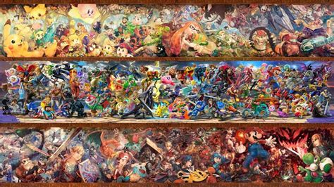 an image of many different anime characters in the same frame, all with ...